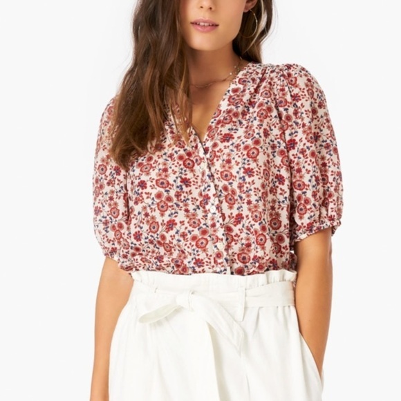 Xirena / Sydell Shirt in red burst Flower Fields Cotton XS extra small - Picture 6 of 8